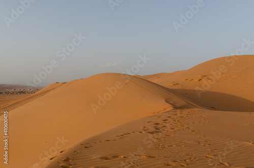 Sands of the desert at wahiba, arabic landscape, sand dunes and forms at sunset
