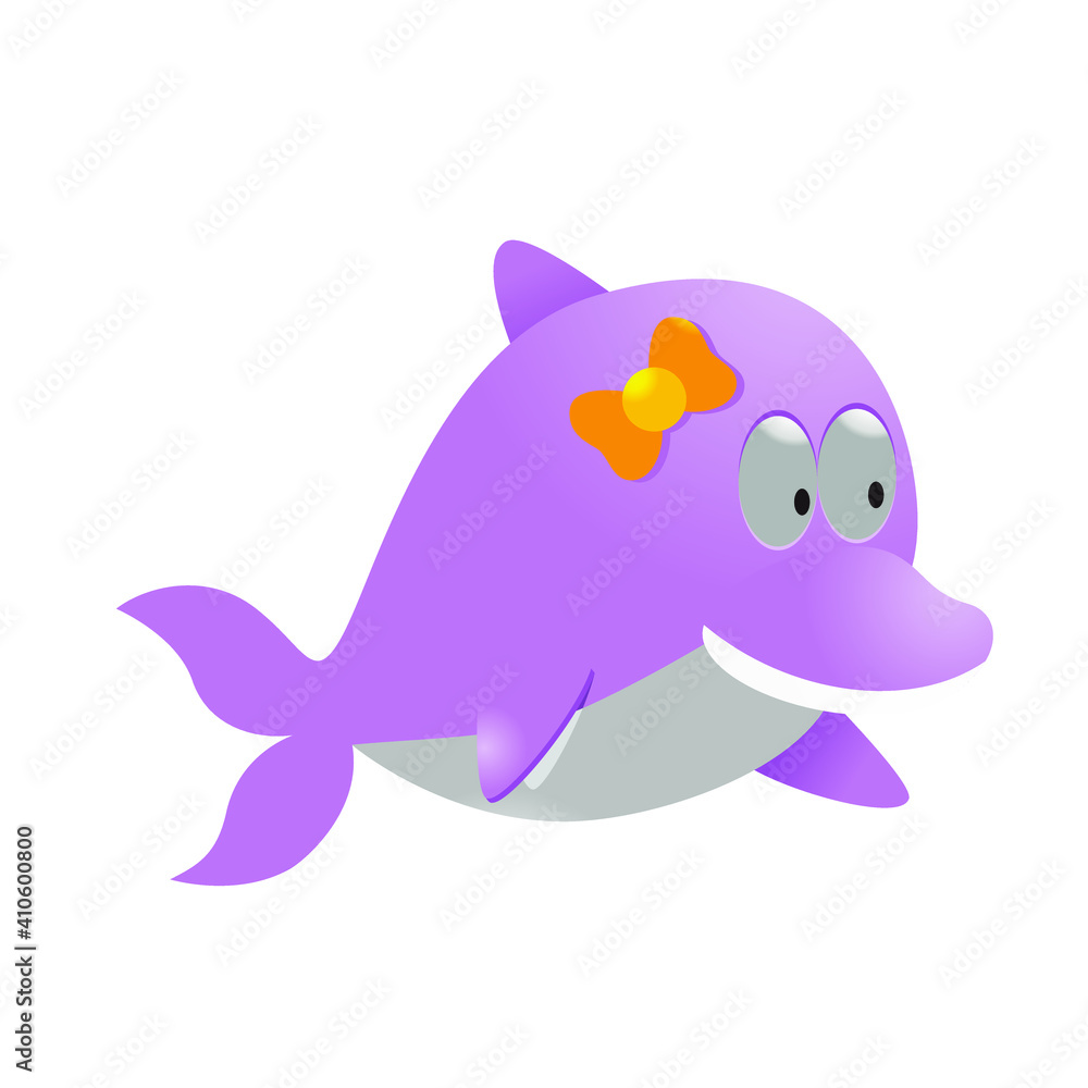 purple dolphin with yellow ribbon on the head, vector cartoon design illustration, perfect for t-shirt designs, pillows, card sheets, invitations, books, posters etc. purple dolphin with yellow ribbon on the head, vector cartoon design illustration, perfect for t-shirt designs, pillows, card sheets, invitations, books, posters etc.