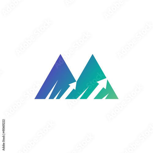 Letter M arrow logo, Flat logo template