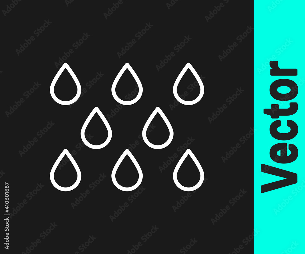 White line Water drop icon isolated on black background. Vector. White line Water drop icon isolated on black background. Vector.
