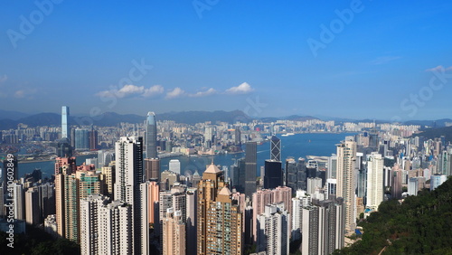 Photography Top view of Hong Kong buildings cityscape