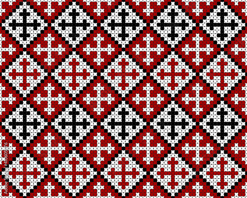 Traditional Georgian Pattern cross-stitch embroidery with crosses