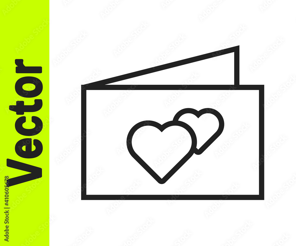 Black line Greeting card icon isolated on white background. Celebration poster template for invitation or greeting card. Vector. Black line Greeting card icon isolated on white background. Celebration poster template for invitation or greeting card. Vector.