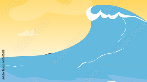 Photography Cartoon water waves perfect for surfing illustration.