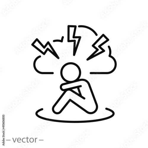 anxiety or stress icon, angry and bad mood, panic or tension, despair thin line web symbol on white background - editable stroke vector illustration eps10
