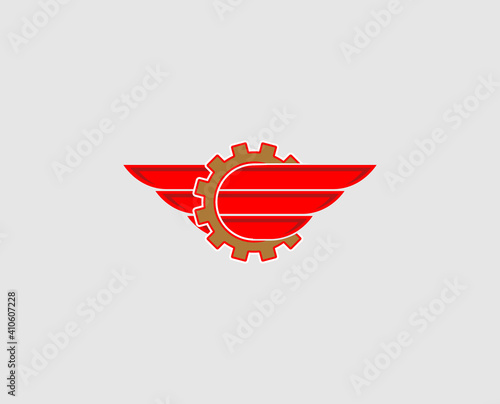 flywheel and fire . Automotive logo design concept illustration in white background