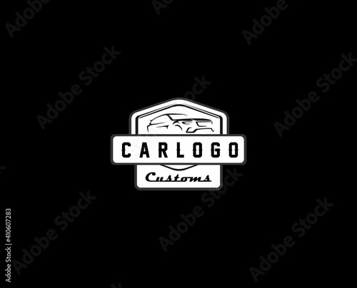 vector vintage car wash with shield. vector cars logo design concept illustration