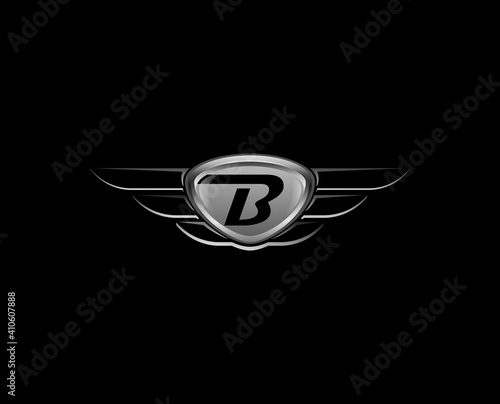 vintage vector shield with letter . Automotive logo design concept illustration