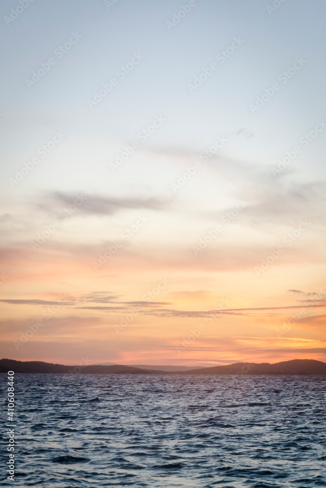 Seascape at sunrise, Zadar archipelago, Dalmatia, Croatia