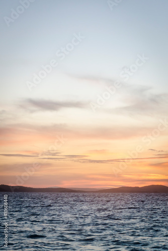 Seascape at sunrise  Zadar archipelago  Dalmatia  Croatia