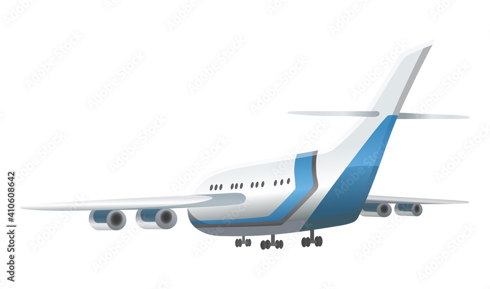Obraz premium Airplane on white background. Airliner in side view. realistic aircraft cargo. Passenger plane, sky flying aeroplane