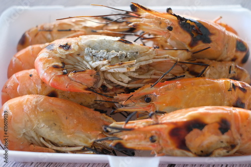 seafood on dish for background
