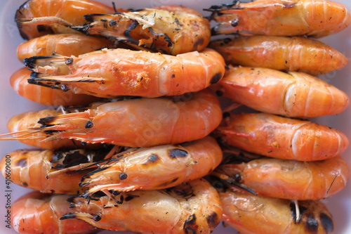 seafood on dish for background
