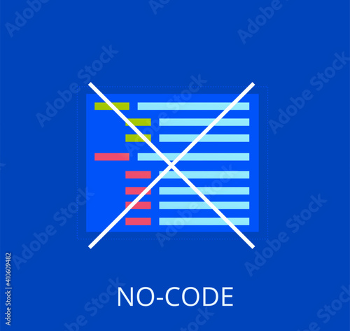 No code banner. Vector concept illustration.