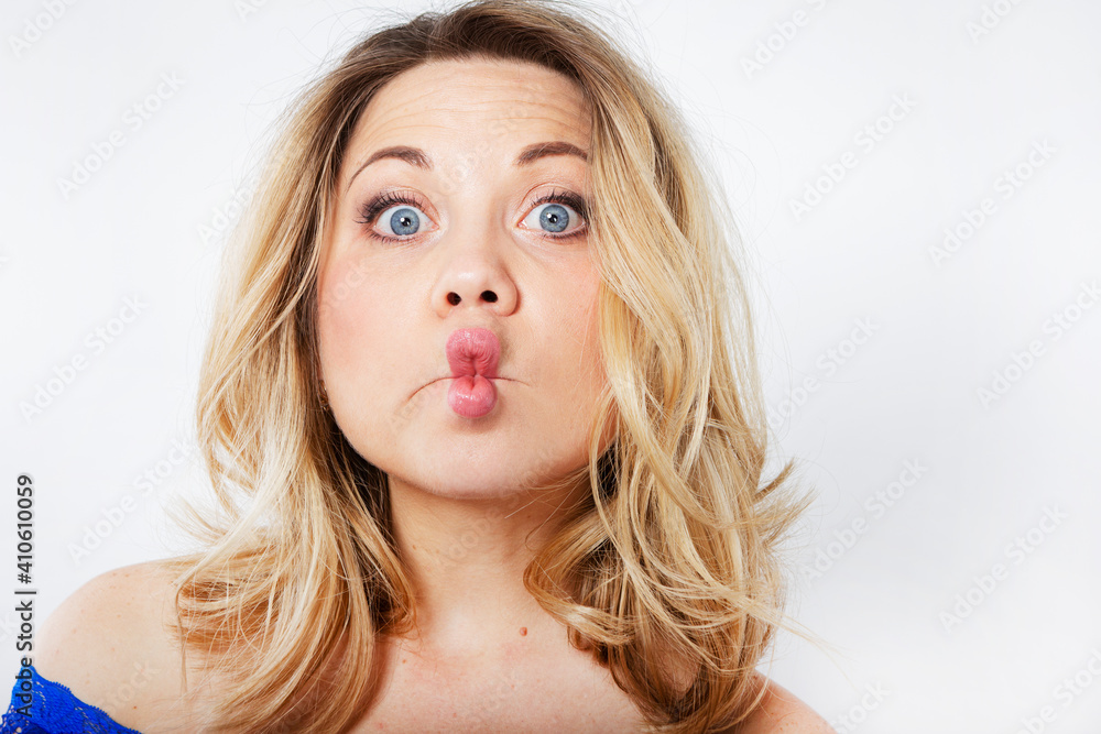 portrait of a funny woman isolated on white portrait of a funny woman isolated on white