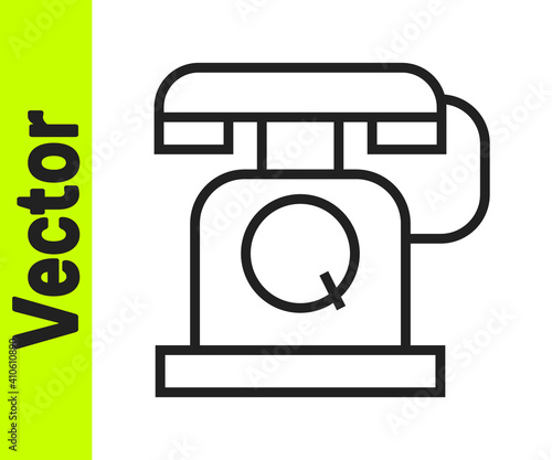 Black line Telephone handset icon isolated on white background. Phone sign. Vector.
