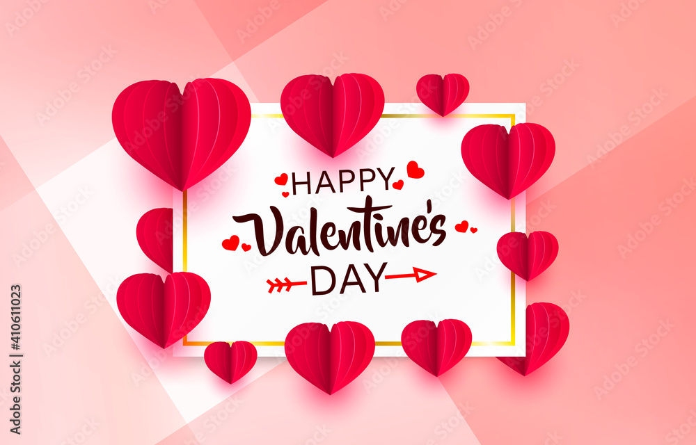 Red heart of Happy Valentines Day, greeting card from February 14. Vector