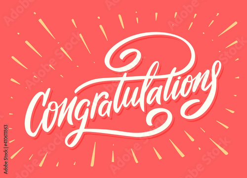 Congratulations. Greeting card. Vector handwritten lettering.