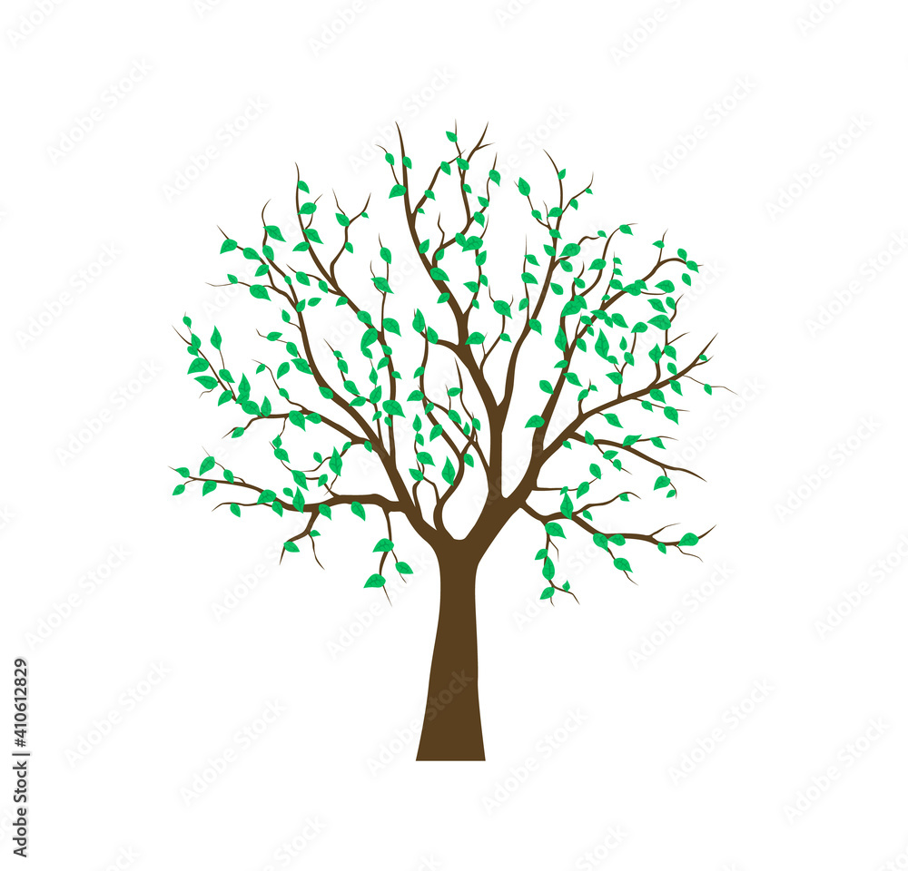 abstract Tree print, organic wood green. Vector illustration