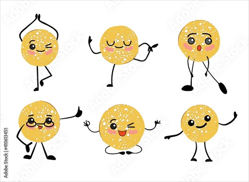 pancake character. Vector illustration isolated on white background. Round flapjack. Pancake week. fritter