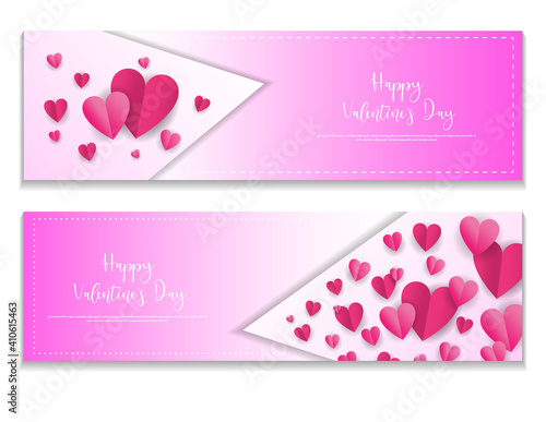 14 th February Happy Valentine's Day vector illustration background banner template set with hearts.
