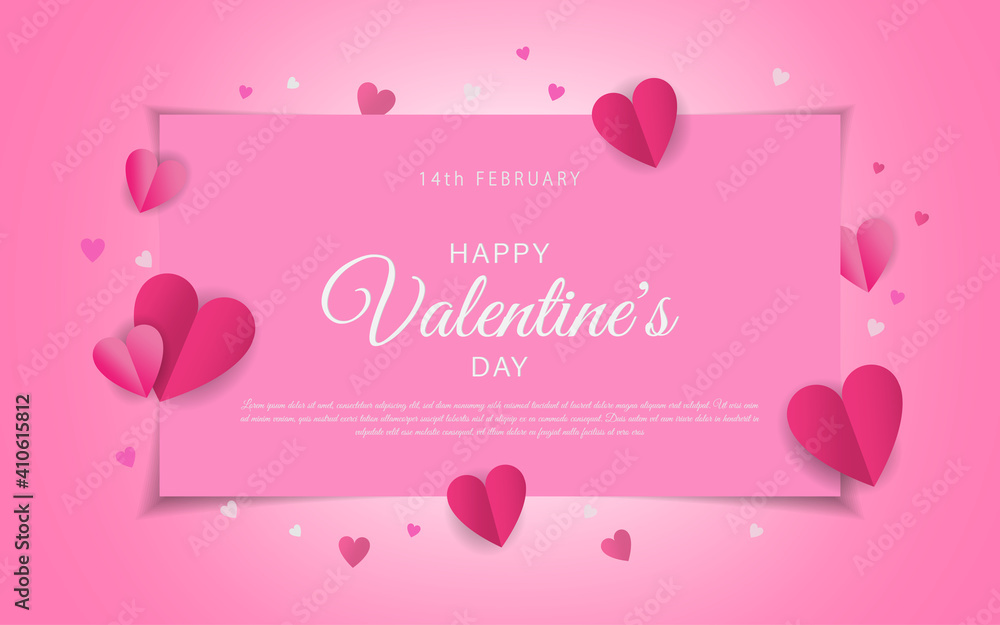 14 th February Happy Valentine's Day vector illustration background with hearts.
