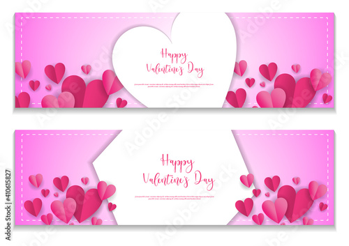 14 th February Happy Valentine's Day vector illustration background banner template set with hearts.