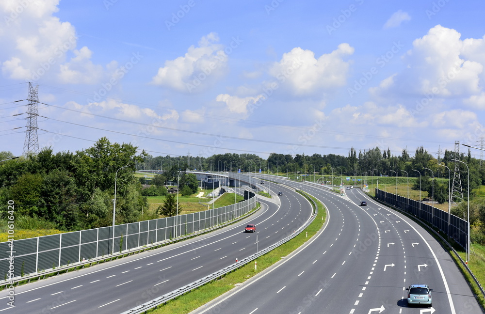 droga S7 IV obwodnica Krakowa, trasa szybkiego ruchu - obrazy, fototapety, plakaty 