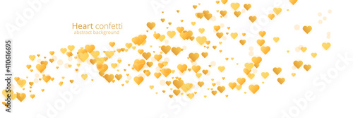 Vintage gold heart confetti, great design for any purposes. Golden glitter background. Vector banner