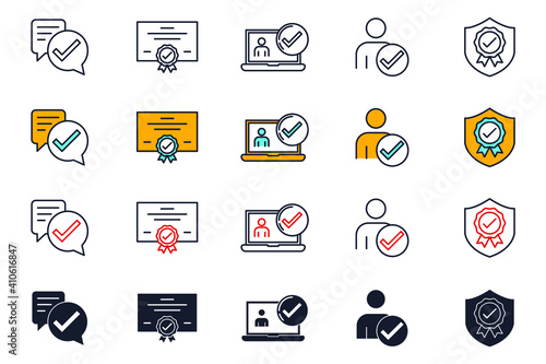 set icon approvement. accreditation icon. business quality check symbol template for graphic and web design collection logo vector illustration