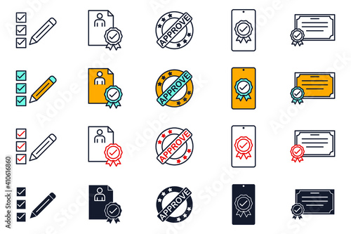 set icon approvement. accreditation icon. business quality check symbol template for graphic and web design collection logo vector illustration