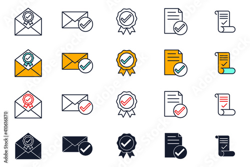 set icon approvement. accreditation icon. business quality check symbol template for graphic and web design collection logo vector illustration