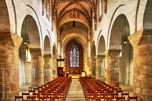 Interior of Romainmôtier Priory, Vaud Canton, Switzerland photo