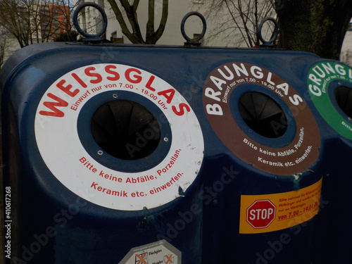 A Waste glass container in Frankfurt, Germany photo