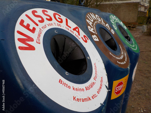 A Waste glass container in Frankfurt, Germany photo