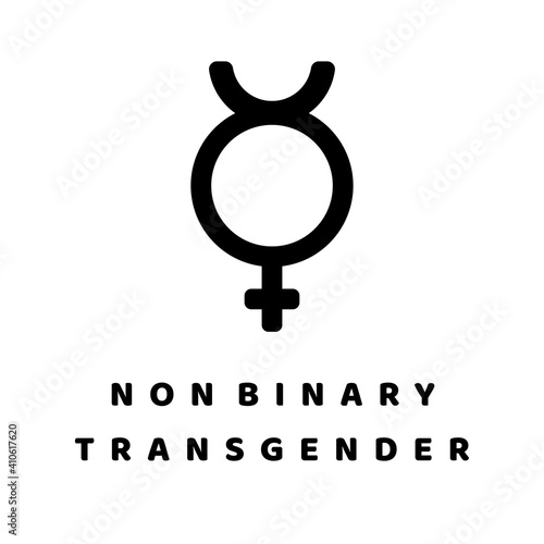 non binary transgender Gender Symbol related vector glyph icon. Isolated on white background. Vector illustration.
