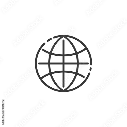 Globe thin line icon. World sign. Earth planet. Website. Homepage. Outline commerce vector illustration