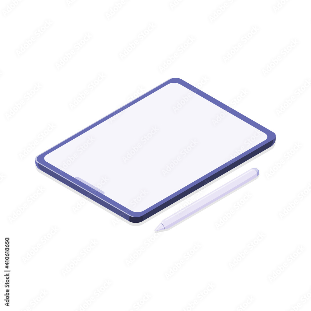 tablet mockup with pen. isolated white background tablet mockup with pen. isolated white background