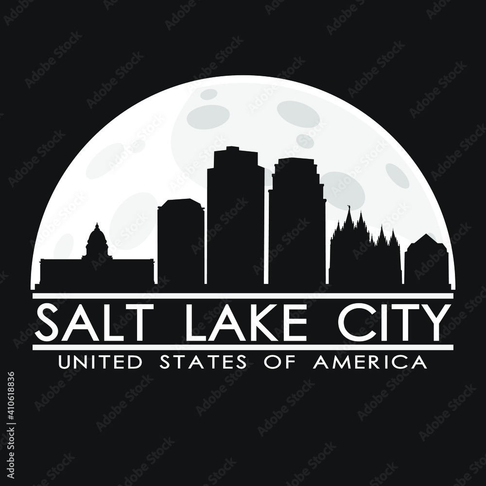 custom made wallpaper toronto digitalSalt Lake City Utah Skyline Silhouette City. Vector Design Art Moon Background.