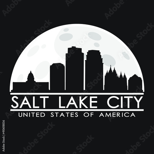 Wallpaper Mural Salt Lake City Utah Skyline Silhouette City. Vector Design Art Moon Background. Torontodigital.ca