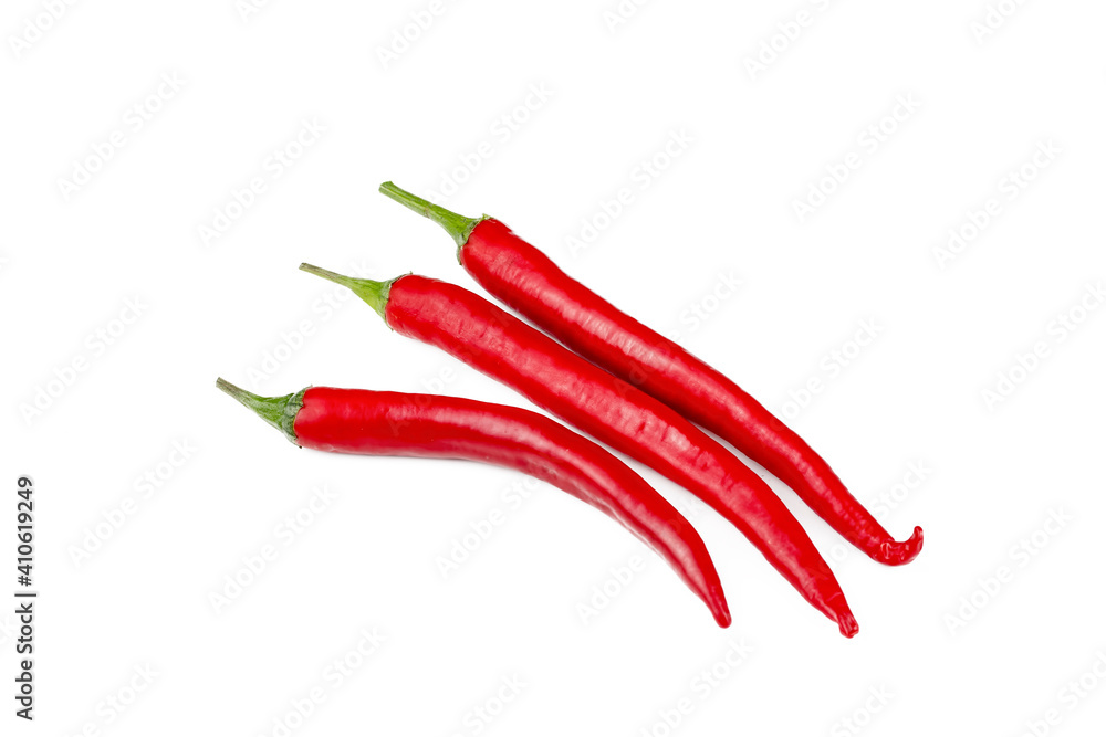 Fresh red pepper isolated on the white background