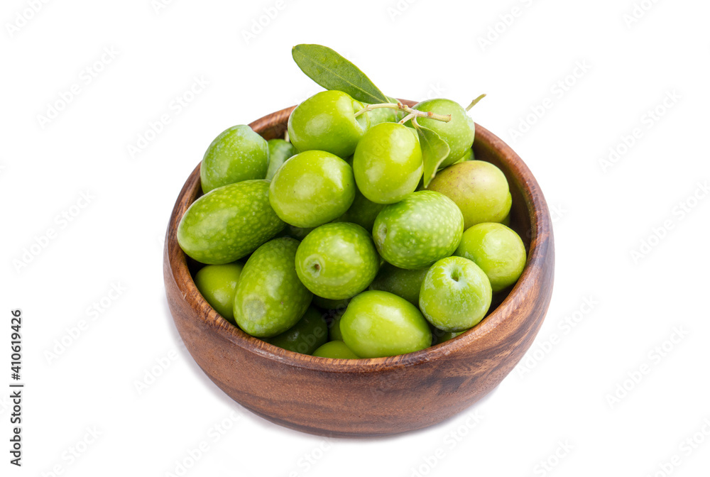 Green olive on the white background Green olive on the white background