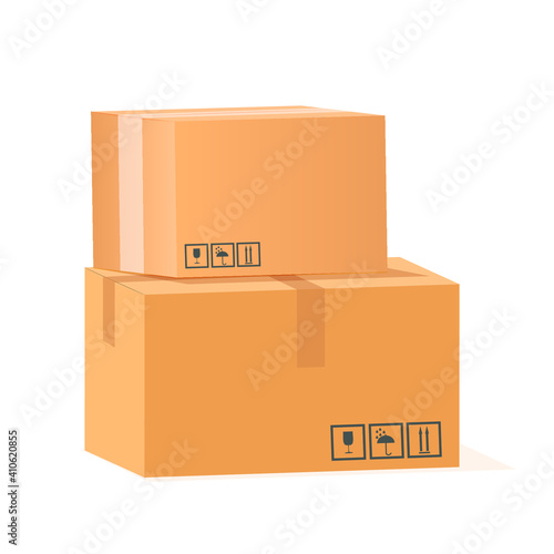 Cardboard boxes for moving or sending. Isolated on a white background. Vector illustration