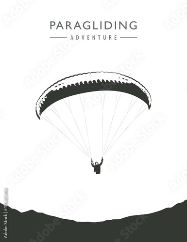 paragliding adventure paraglider silhouette isolated on white background vector illustration EPS10