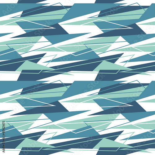 Camouflage triangle decorative military pattern for the background, tile and textiles. It is assembled from modular parts. Vector. Seamless.