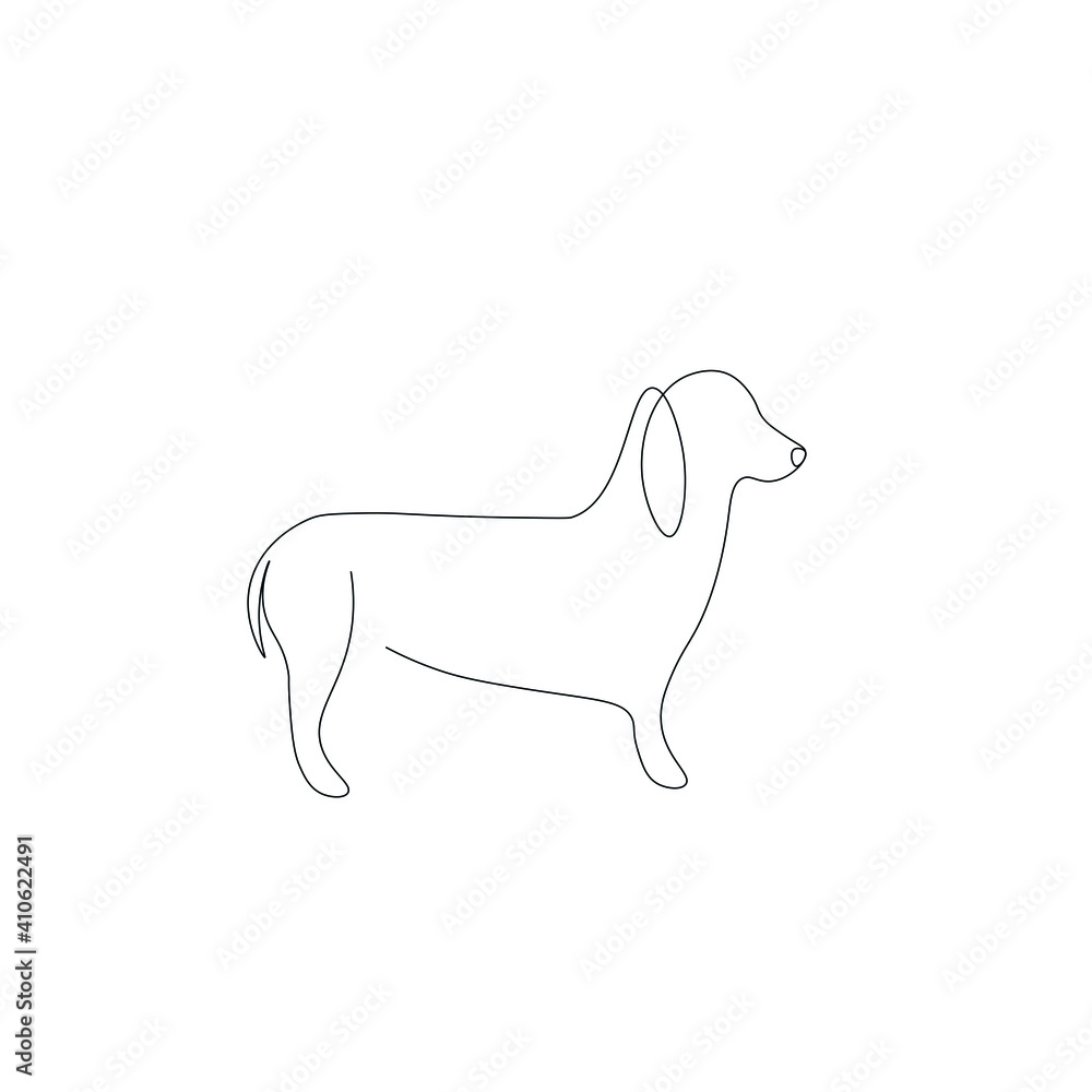 Dog on white background draw vector illustration