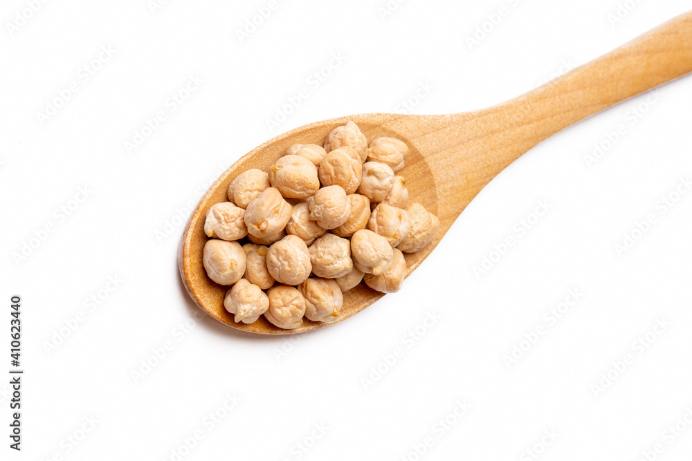 Dried chickpea on the white background Dried chickpea on the white background