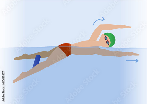 Swim crawl, face down and back - illustration