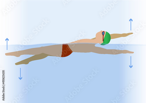 Swim crawl, face down and back - illustration