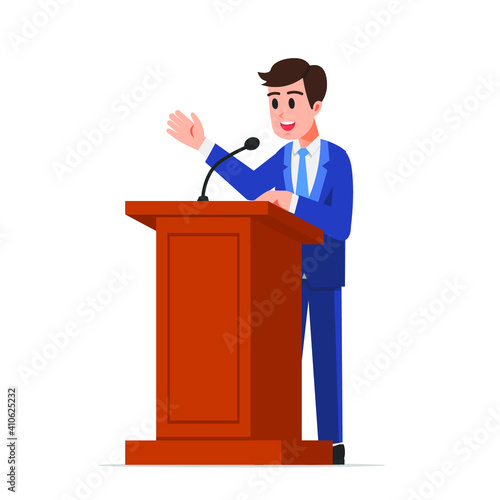Businessman or politician speaking at the podium